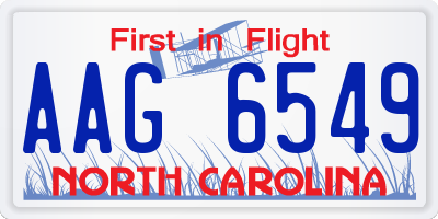 NC license plate AAG6549