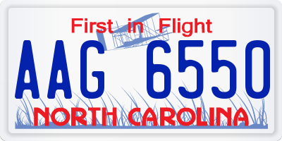 NC license plate AAG6550