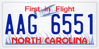 NC license plate AAG6551