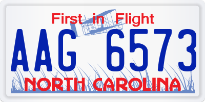 NC license plate AAG6573