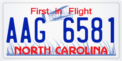 NC license plate AAG6581