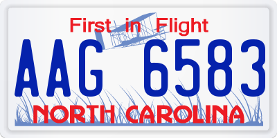 NC license plate AAG6583