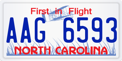 NC license plate AAG6593