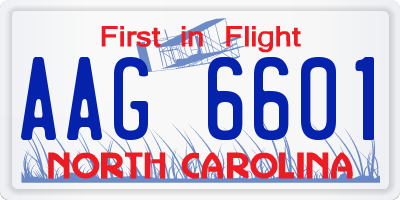 NC license plate AAG6601