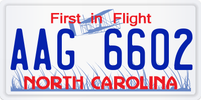 NC license plate AAG6602