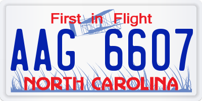 NC license plate AAG6607