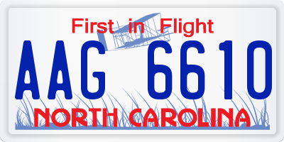 NC license plate AAG6610