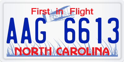 NC license plate AAG6613