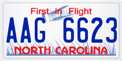 NC license plate AAG6623