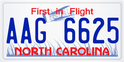 NC license plate AAG6625