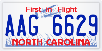 NC license plate AAG6629