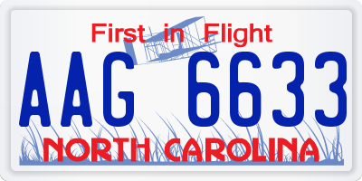 NC license plate AAG6633
