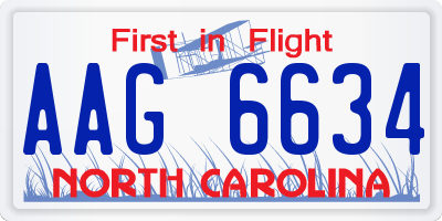 NC license plate AAG6634