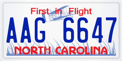 NC license plate AAG6647