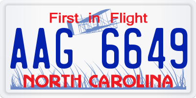 NC license plate AAG6649