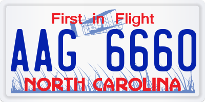 NC license plate AAG6660