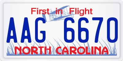 NC license plate AAG6670