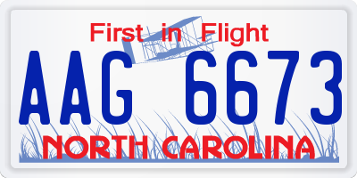 NC license plate AAG6673