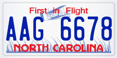 NC license plate AAG6678