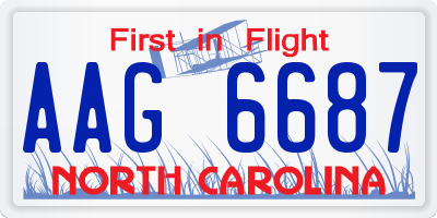 NC license plate AAG6687