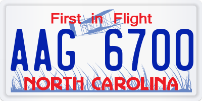 NC license plate AAG6700