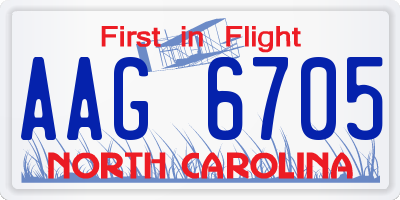 NC license plate AAG6705