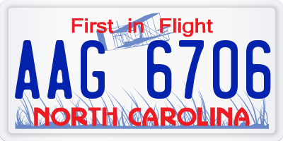 NC license plate AAG6706