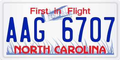 NC license plate AAG6707