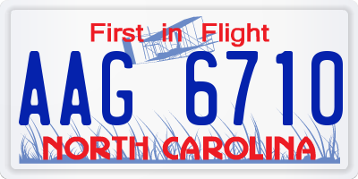 NC license plate AAG6710