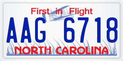 NC license plate AAG6718