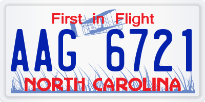 NC license plate AAG6721