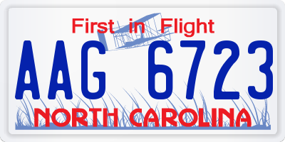 NC license plate AAG6723