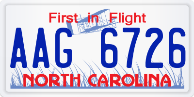 NC license plate AAG6726