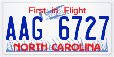 NC license plate AAG6727