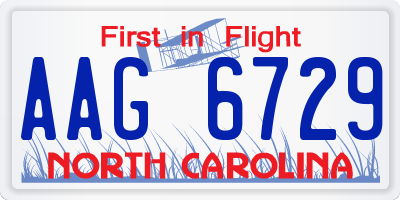 NC license plate AAG6729