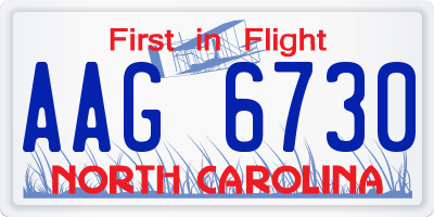 NC license plate AAG6730