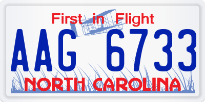 NC license plate AAG6733