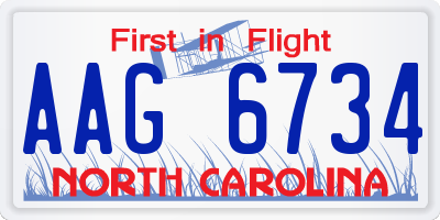 NC license plate AAG6734