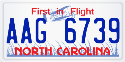 NC license plate AAG6739