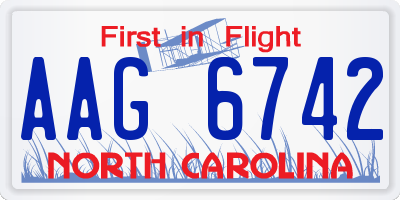 NC license plate AAG6742