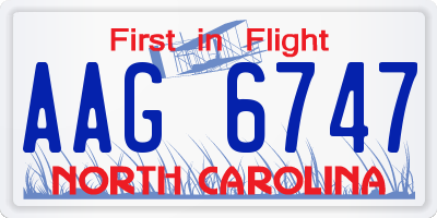 NC license plate AAG6747