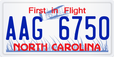 NC license plate AAG6750