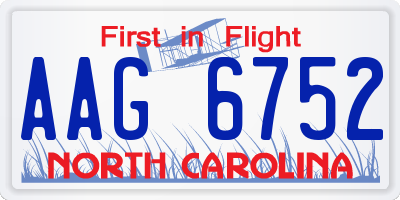 NC license plate AAG6752