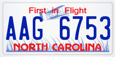 NC license plate AAG6753