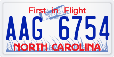 NC license plate AAG6754