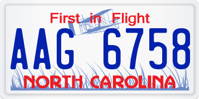 NC license plate AAG6758