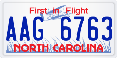 NC license plate AAG6763