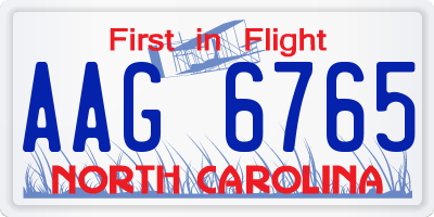 NC license plate AAG6765