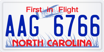 NC license plate AAG6766