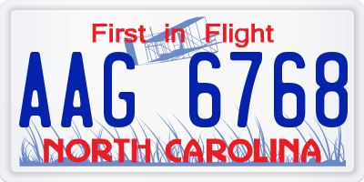 NC license plate AAG6768